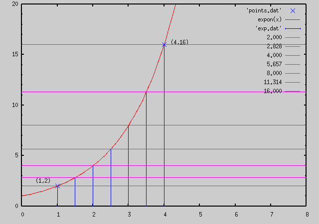 grafische Darstellung einer exponentiellen Abbildung